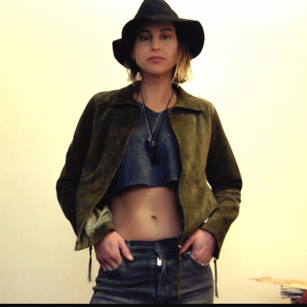 Moss Green Suede 100% Leather Jacket
